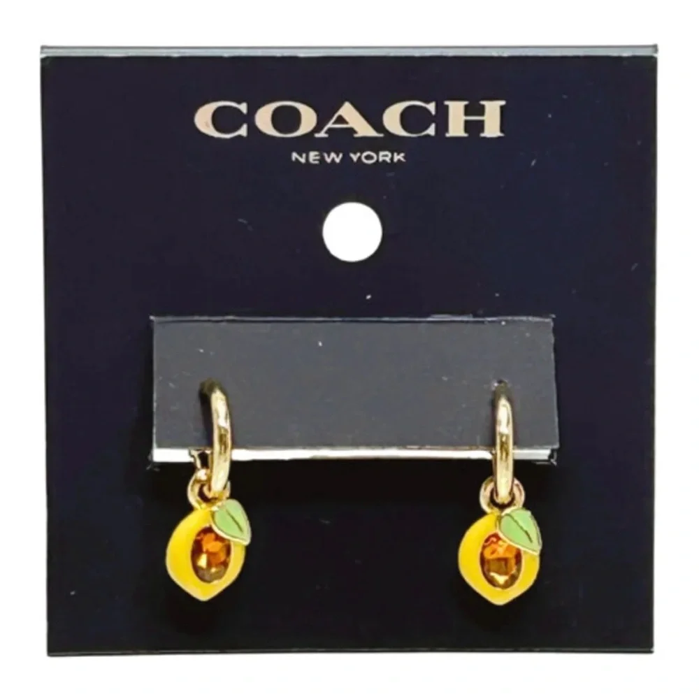 COACH CT087 🍋LEMON🍋 CHARM HUGGIE EARRINGS 🌟NWT🌟 - Picture 5 of 15